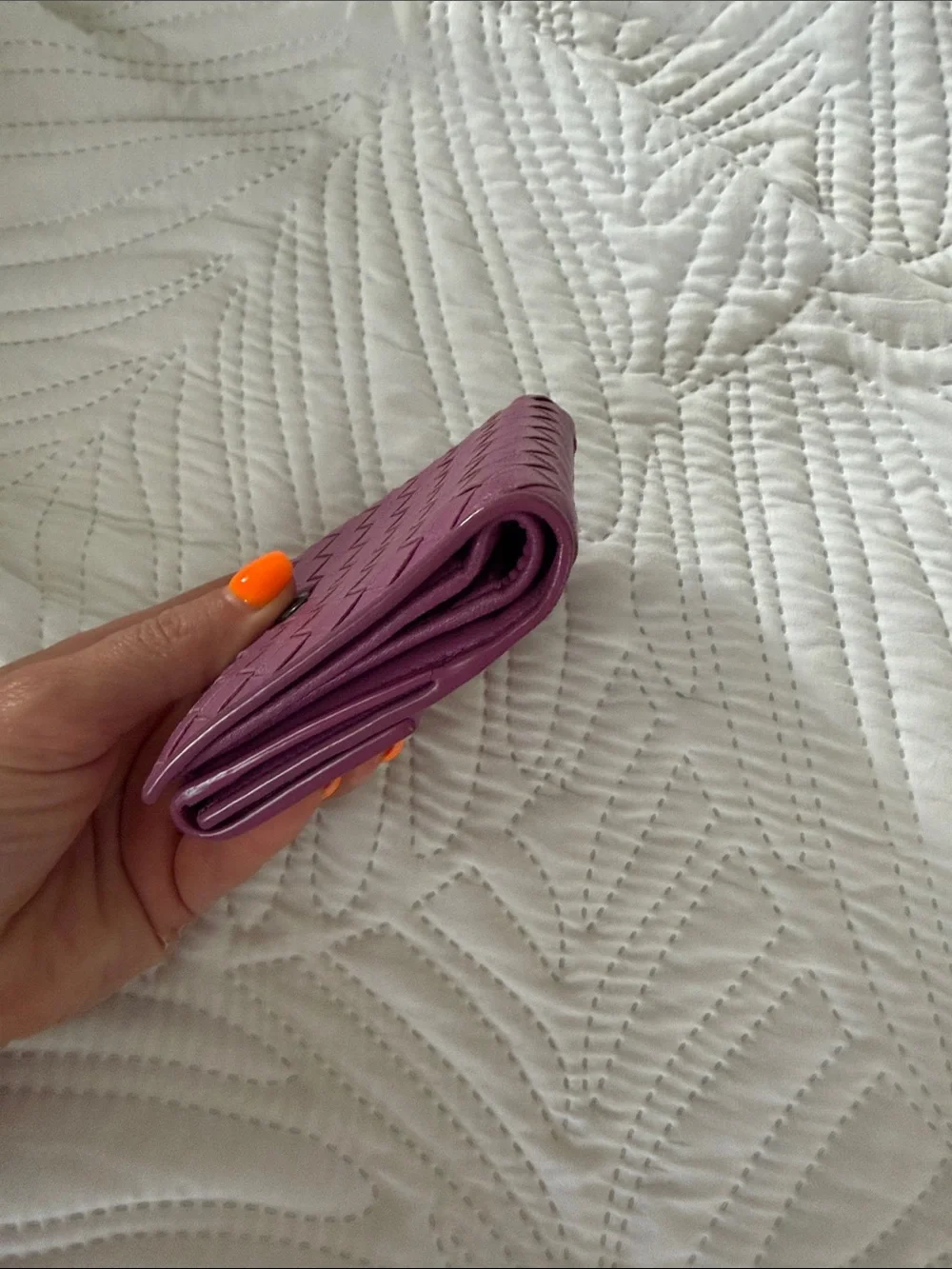 Bottega Veneta Intrecciato Fold-Over Wallet - Plum Purple
